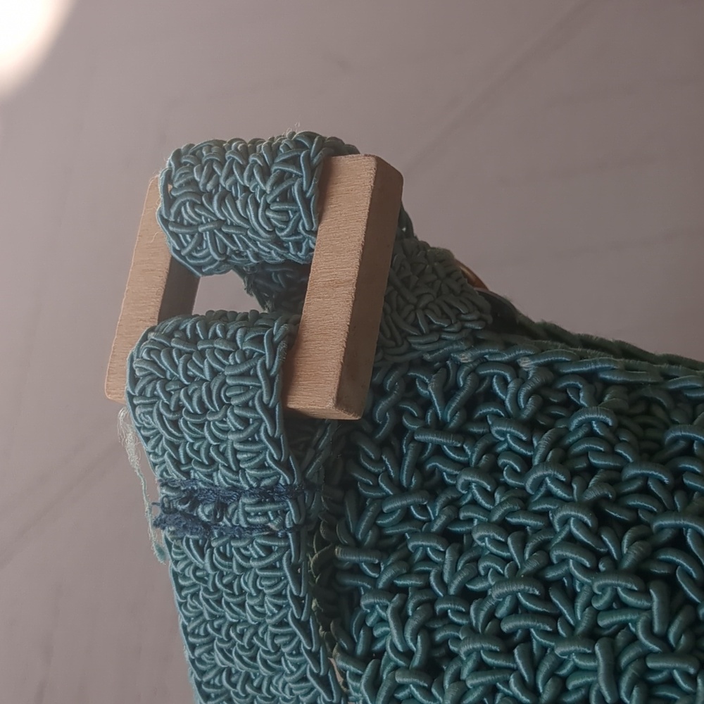 Liz Claiborne WomensCasualClassics TurquoiseCrocheted Purse Bag ❤️ - Picture 4 of 8